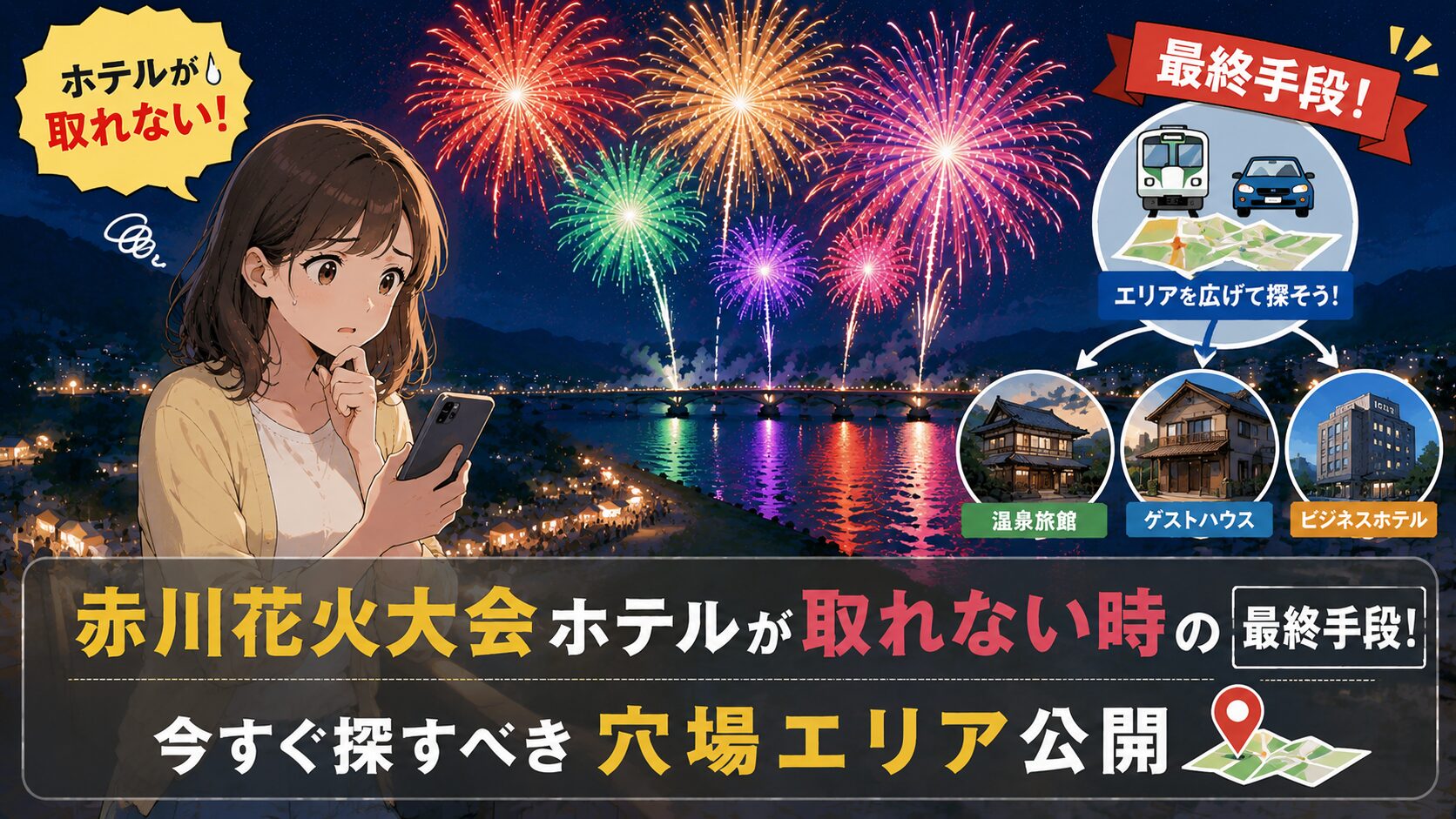 赤川花火大会ホテルが取れない時