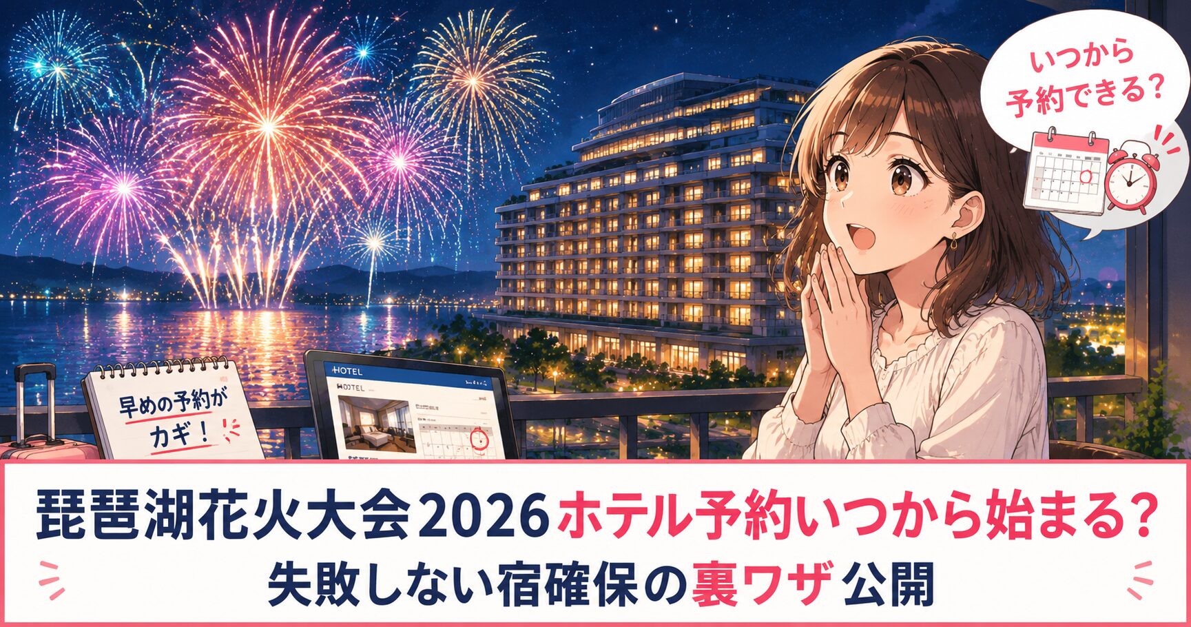 琵琶湖花火大会2026ホテル予約いつから？